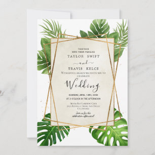 Bröllopsinbjudan Blush Tropical Palm Inbjudningar