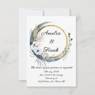 Bröllopsinbjudan Boho Blommigt Ram Inbjudningar