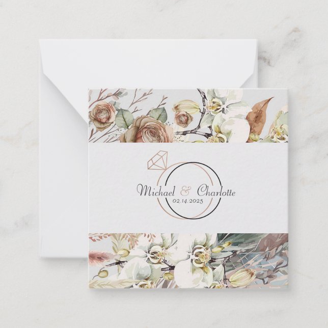 Bröllopsinbjudan Boho Stil Anteckningskort (Framsida)