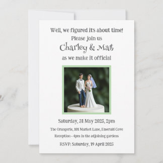 Bröllopsinbjudan Bride Groom Cake Topper Quirky Inbjudningar