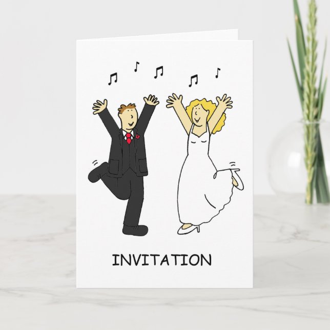 Bröllopsinbjudan Bride och Groom Dancing Inbjudan (Framsida)