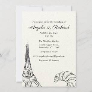 Bröllopsinbjudan, Bröllop Stationary, Paris Inbjudningar
