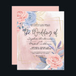 Bröllopsinbjudan Budget Blommig Blå & Rosa Pensel<br><div class="desc">Bröllopsinbjudan Budget Blommig Blå & Rosa Pensel modern akvarellblomma rosa blå guld med rosa pensel,  ska kompletteras med dina detaljer enkelt och snabbt. kolla min butik för att se hela sviten för denna design.</div>