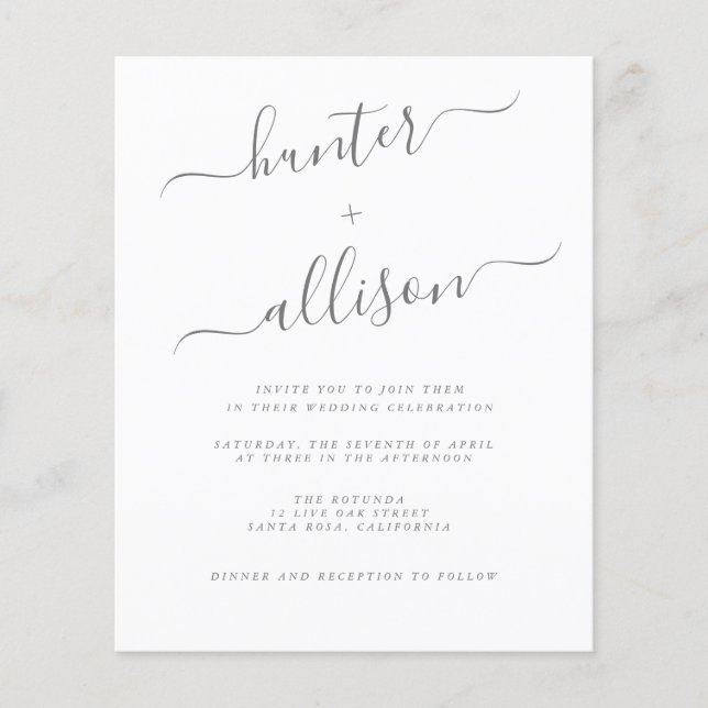 Bröllopsinbjudan Budget  Flyer (Framsidan)