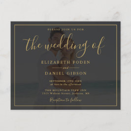 Bröllopsinbjudan Budget Guld Skript Foto