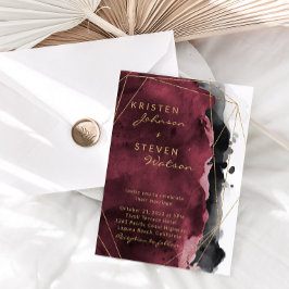 Bröllopsinbjudan Burgundy Black & Guld Inbjudningar