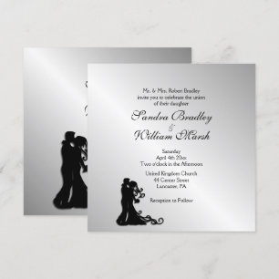 Bröllopsinbjudan chic Silver Inbjudningar