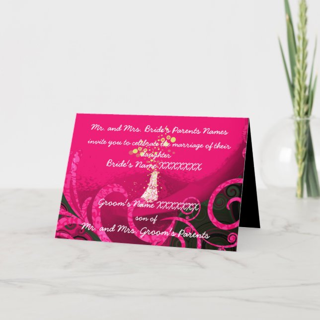 Bröllopsinbjudan Deep Rasberry Calla Lilly Inbjudan (Framsida)