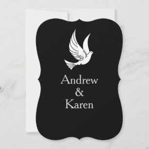 Bröllopsinbjudan Dove Black & Silver Inbjudningar