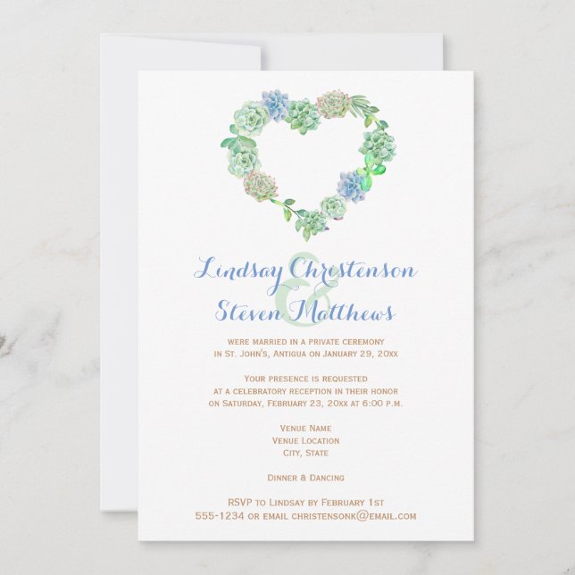 Bröllopsinbjudan efter bröllop | Sukulationer och  Inbjudningar (Framsida)