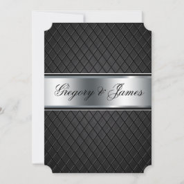 Bröllopsinbjudan, Elegant Black och Silver Inbjudningar