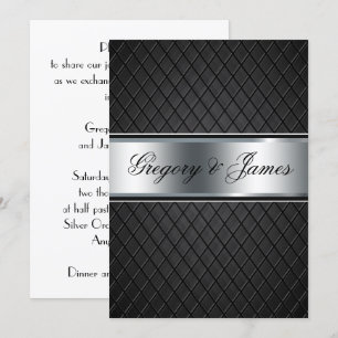 Bröllopsinbjudan, Elegant Black och Silver Inbjudningar