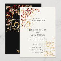 Bröllopsinbjudan Elegant Guld Swirl Färg Choice