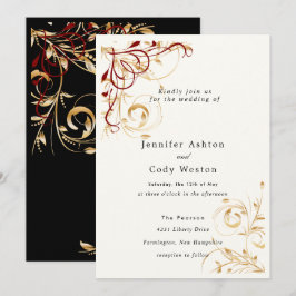 Bröllopsinbjudan Elegant Guld Swirl Färg Choice Inbjudningar