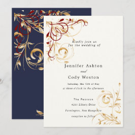 Bröllopsinbjudan Elegant Guld Swirl Färg Choice Inbjudningar