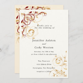 Bröllopsinbjudan Elegant Guld Swirl Färg Choice Inbjudningar