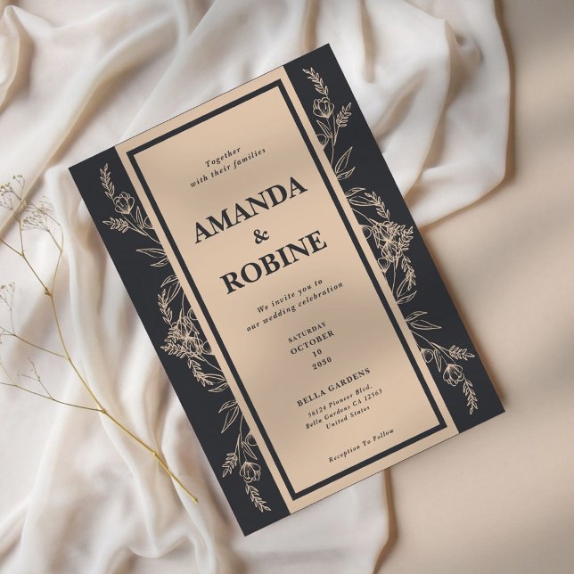 Bröllopsinbjudan elegant Löv Inbjudningar (Skapare uppladdad)