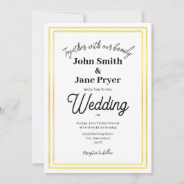 Bröllopsinbjudan elegant Ram i Guld Inbjudningar