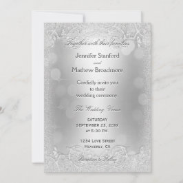 Bröllopsinbjudan Elegant Silver Faux Glitter Inbjudningar