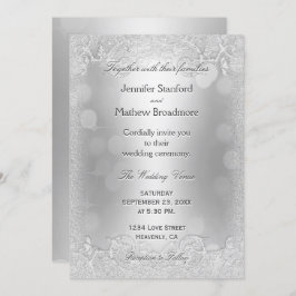 Bröllopsinbjudan Elegant Silver Faux Glitter Inbjudningar