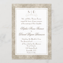 Bröllopsinbjudan elegant Silver och Vita Gräns Inbjudningar