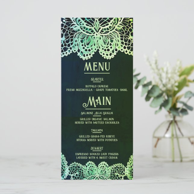 Bröllopsinbjudan elegant Snöre Meny (Stående Fram)