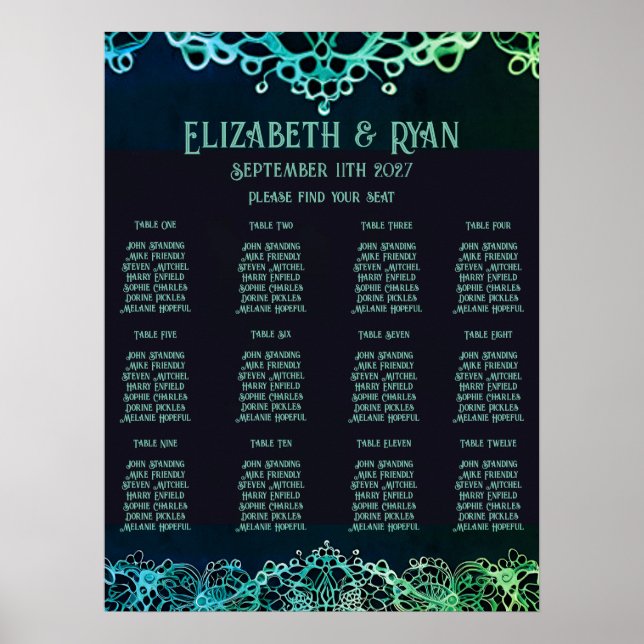 Bröllopsinbjudan elegant Snöre Poster (Framsidan)