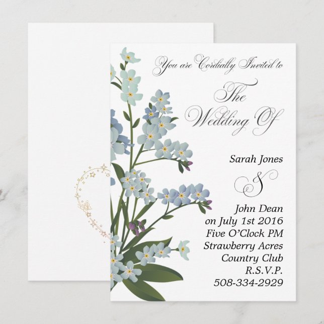 Bröllopsinbjudan enkel inbjudningar (Fram/baksida)