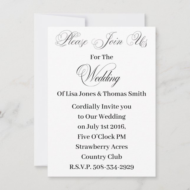 Bröllopsinbjudan enkel inbjudningar (Framsida)