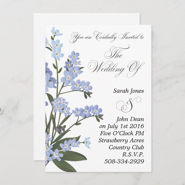 Bröllopsinbjudan enkel inbjudningar (Fram/baksida)