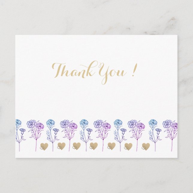 Bröllopsinbjudan - enkel och Elegant Carnations Vykort (Framsida)