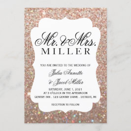 Bröllopsinbjudan - er dag Ro Guld Glitter i Inbjudningar