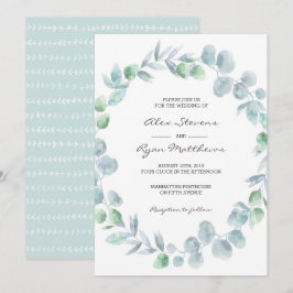 Bröllopsinbjudan | Eucalyptus trädgårdstrandfärg Inbjudningar