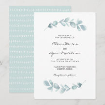 Bröllopsinbjudan | Eucalyptus trädgårdstrandfärg