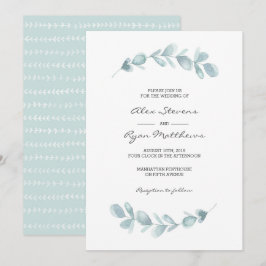 Bröllopsinbjudan | Eukalyptus trädgård vattenfärg Inbjudningar