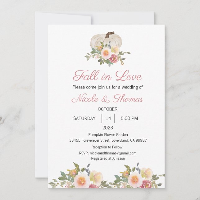 Bröllopsinbjudan, fall i Kärlek Bröllop Inbjudningar (Framsida)