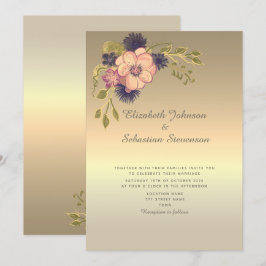 Bröllopsinbjudan Faux Guld Inbjudningar