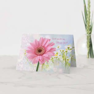 Bröllopsinbjudan, Flower Girl, rosa Gerbera Card Inbjudan