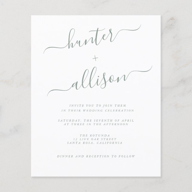 Bröllopsinbjudan Flyer till budgetpris (Framsidan)