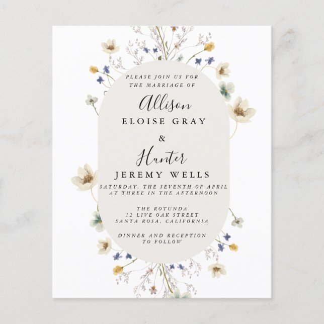 Bröllopsinbjudan Flygblad (Framsidan)