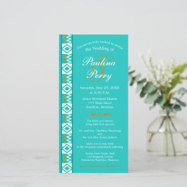 Bröllopsinbjudan för African Aqua Teal Blue Kente
