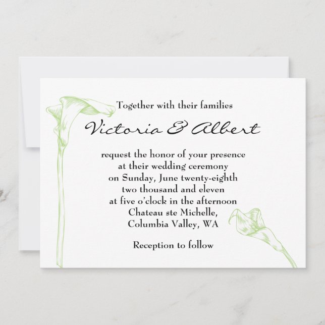 Bröllopsinbjudan för Arum Flower Inbjudningar (Framsida)