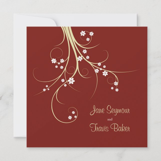 Bröllopsinbjudan för Blommigt - Elegant och enkel Inbjudningar (Framsida)