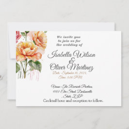 bröllopsinbjudan för blommigt med vattenfärg-paste inbjudningar