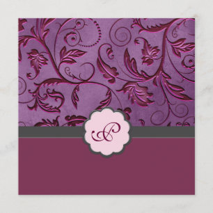 Bröllopsinbjudan för Blommigt Monogram Inbjudningar