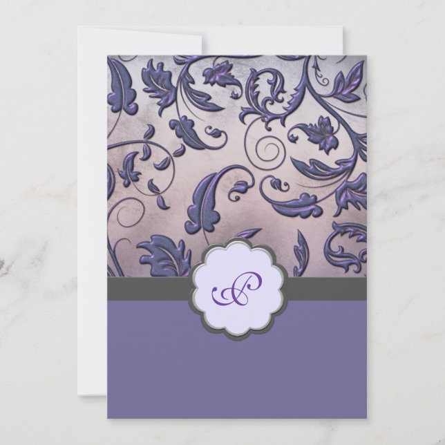 Bröllopsinbjudan för Blommigt Monogram Inbjudningar (Framsida)