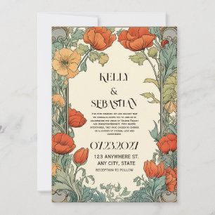 Bröllopsinbjudan för blommigt - Retro-Vintage Inbjudningar