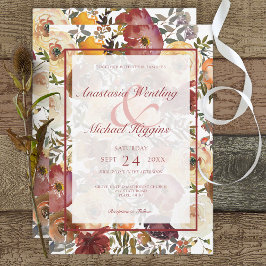 Bröllopsinbjudan för blommor med färgen Fall Water Inbjudningar