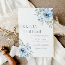 bröllopsinbjudan för boho dusty Blue blommigt