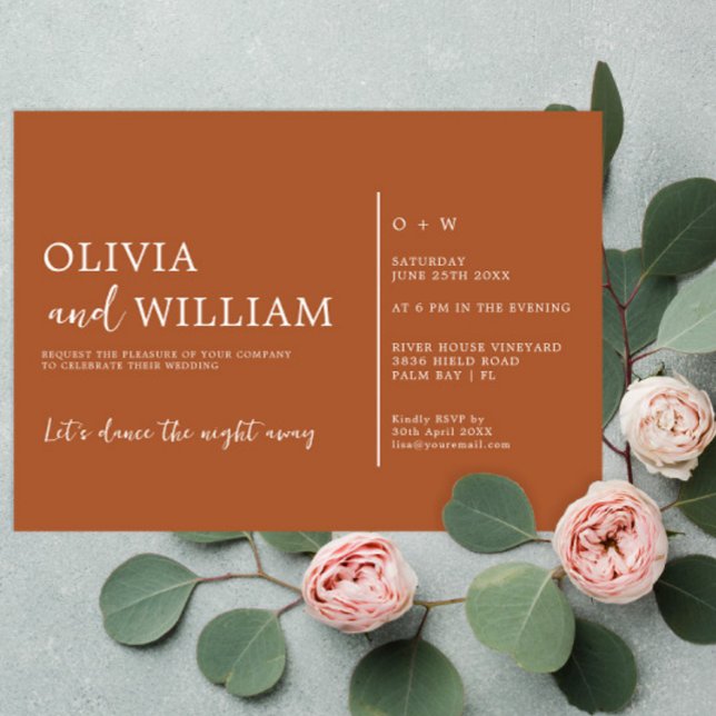 Bröllopsinbjudan för bränd Orange, handskriven Inbjudningar (Skapare uppladdad)